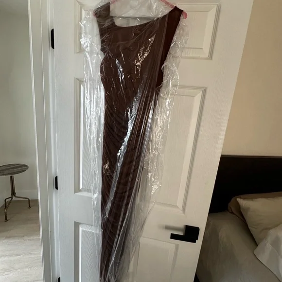 AFRM One-Shoulder Brown Maxi Dress - Picture 3 of 4